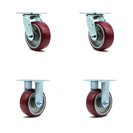 Service Caster 5 Inch Poly on Aluminum Caster Set with Ball Bearings 2 Swivel 2 Rigid SCC SCC-30CS520-PAB-2-R520-2